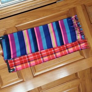 * Scarves Vibrant Set Of 2 Fleece Lightweight Striped and Plaid Stylish Like New